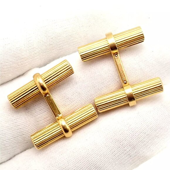Vintage! Authentic Van Cleef & Arpels 18k Yellow Gold Bar Cufflinks - Picture 7 of 12